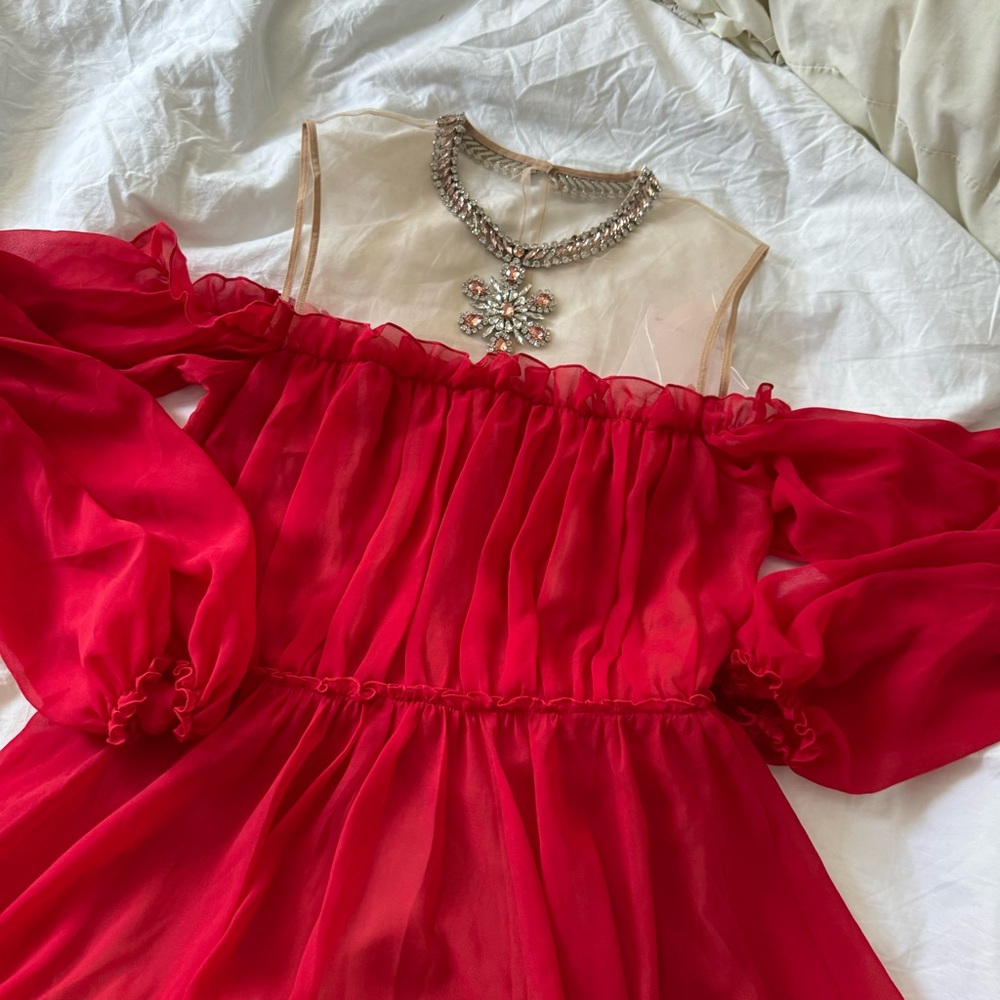 H&M x Giambattista vali cold shoulder rhinestone dress. - Picture 4 of 10